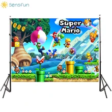 Sensfun Custom Super Marios Photography Backdrops Kids Birthday Party Photo Background High Quality Vinyl Background Photocall