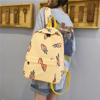 

Women School Backpacks Bookbag 2020 Summer New Fashion Female Students Shoulder Bags Cute Cartoon Canvas Travel Backpacks