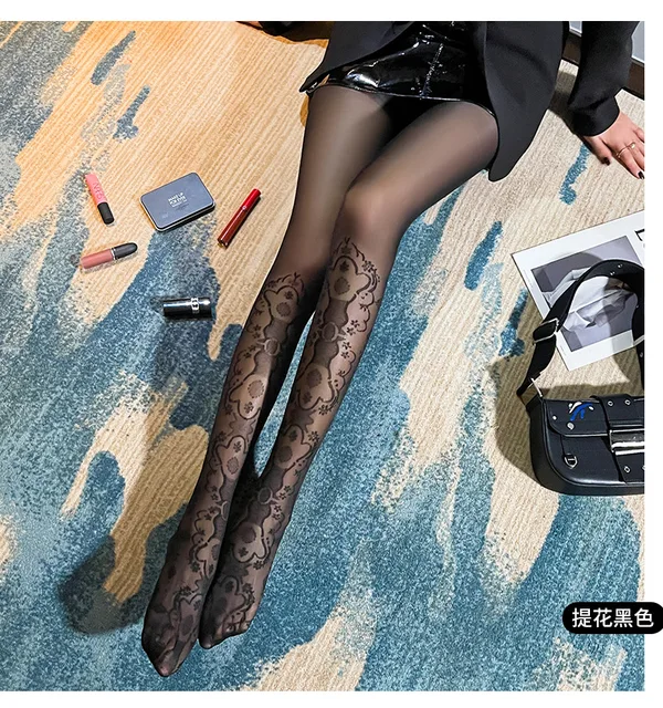 Bride Lace Stockings Lolita Hollowed Out Bottomed Thin Pantyhose Retro Floral Rattan White Stocking Hot Classic Tights black