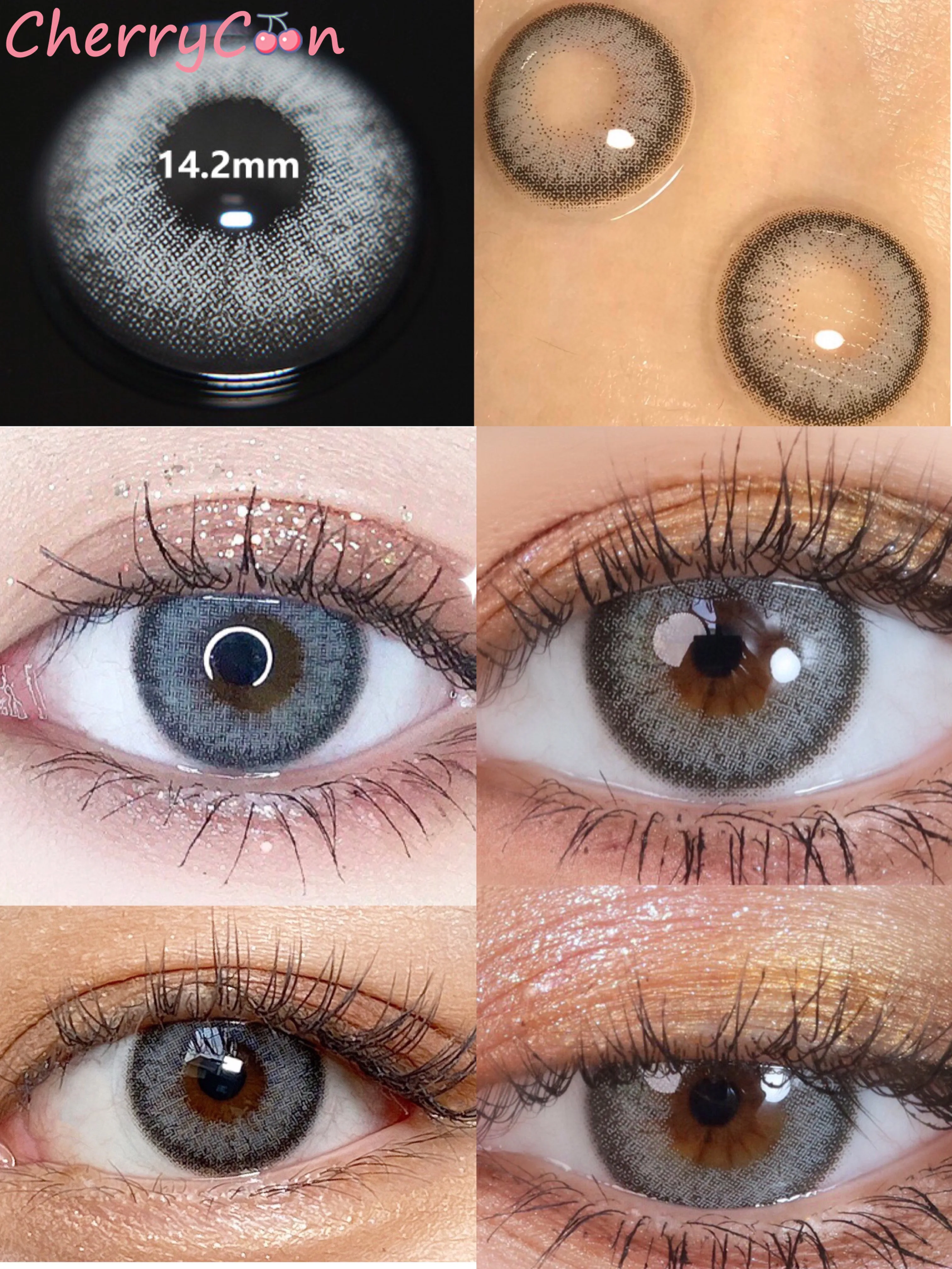 

CherryCon рассвет серый небольшой красивый ученик контактные линзы ежегодно Цветной мягкий для глазные контактные линзы для близоруких, градусов 2 шт./пара