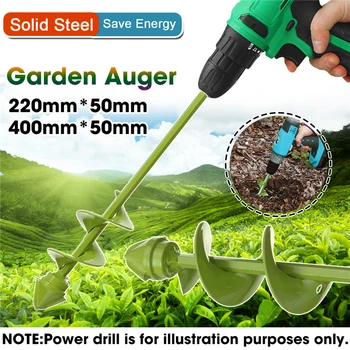 

5cm*22cm/5cm*40cm Green Garden Auger Drill Bit Post Hole Digger Earth Planter Drill Bit for Bulb Plant Yard Earth Irrigating
