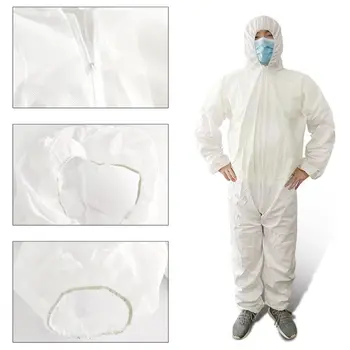 

Disposable White Unisex Pollution Prevention Breathable Non-woven Anti-static Protective Clothing One-piece Full-body Isolating