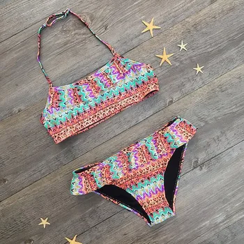 

7-14 Years Girls Swimwear Teen Children Girls Print Africa Style Swimsuit Beach Swimwear Bikini Set drop shipping 2020 summer