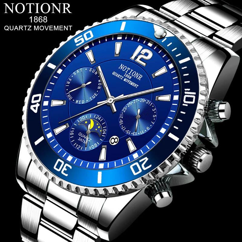 Luxury Fashion Mens Stainless Steel Watches Men Sport Waterproof Quartz Wrist Watch Man Business Leather Watch relogio masculino