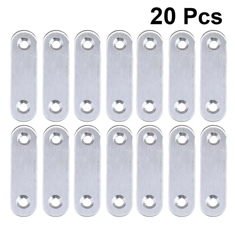 

WINOMO 20PCS Stainless Steel Straight Steel Brace Straight Metal Bracket Steel Straight Brace Home DIY Accessories (Silver)