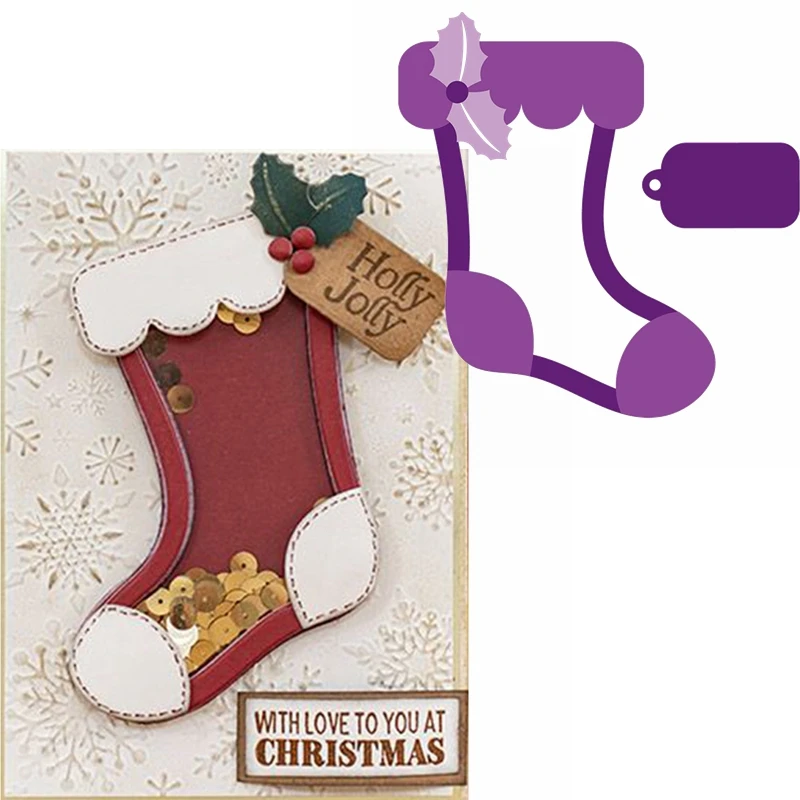 

Warm Christmas Sock Metal Cutting Die Xmas Sock&Mini-Card Die Cuts For Card Making Scrapbook DIY New 2019 Embossed Crafts Cards