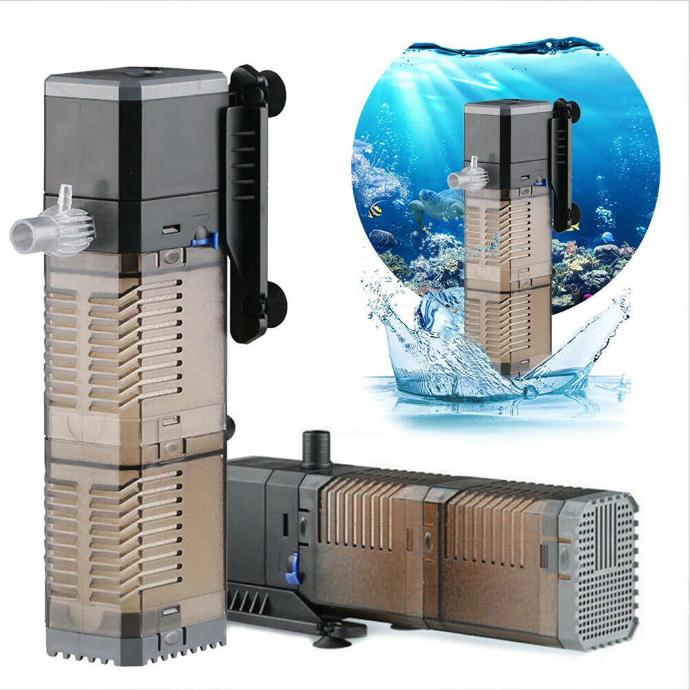 3 In 1 Sponge Wave Maker Aquarium Oxygen Submersible Diving Ultra Quiet Filter Pump Multifunctional Fish Tank Water Circulation