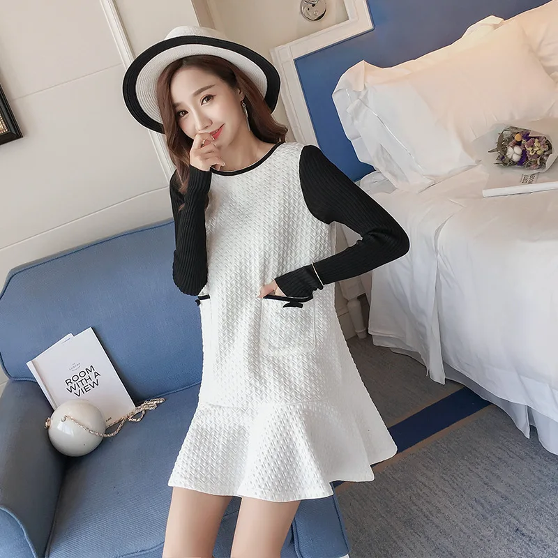 

Maternity Clothes 2019 Autumn New Style Korean-style Graceful Foamed Cotton Comfortable Large Size Pregnant Women Dress