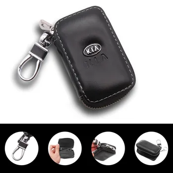 

Car Key Chain Convenient Card Case Keychain Key Case Leather Wallet Holster Cover For KIA K2 K3 K5 Sorento Sportage R Rio Soul