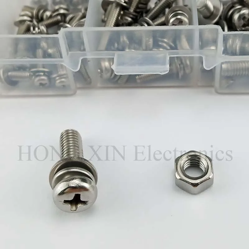 160Pcs/Set Stainless Steel SS304 Screws Round Head Screws Nuts Bolts Assortment Kit M2 M2.5 M3 M4 M5