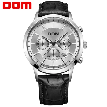 

DOM Brand men's watch large dial multifunction sports waterproof genuine leather strap men's watches reloj homrbre MS-301L-7M