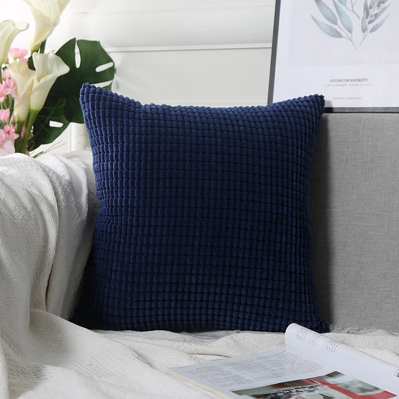 New European Pillowcase Velvet Cushion Cover Fabric Corduroy Sofa Pillowcase Without Core - Цвет: 07