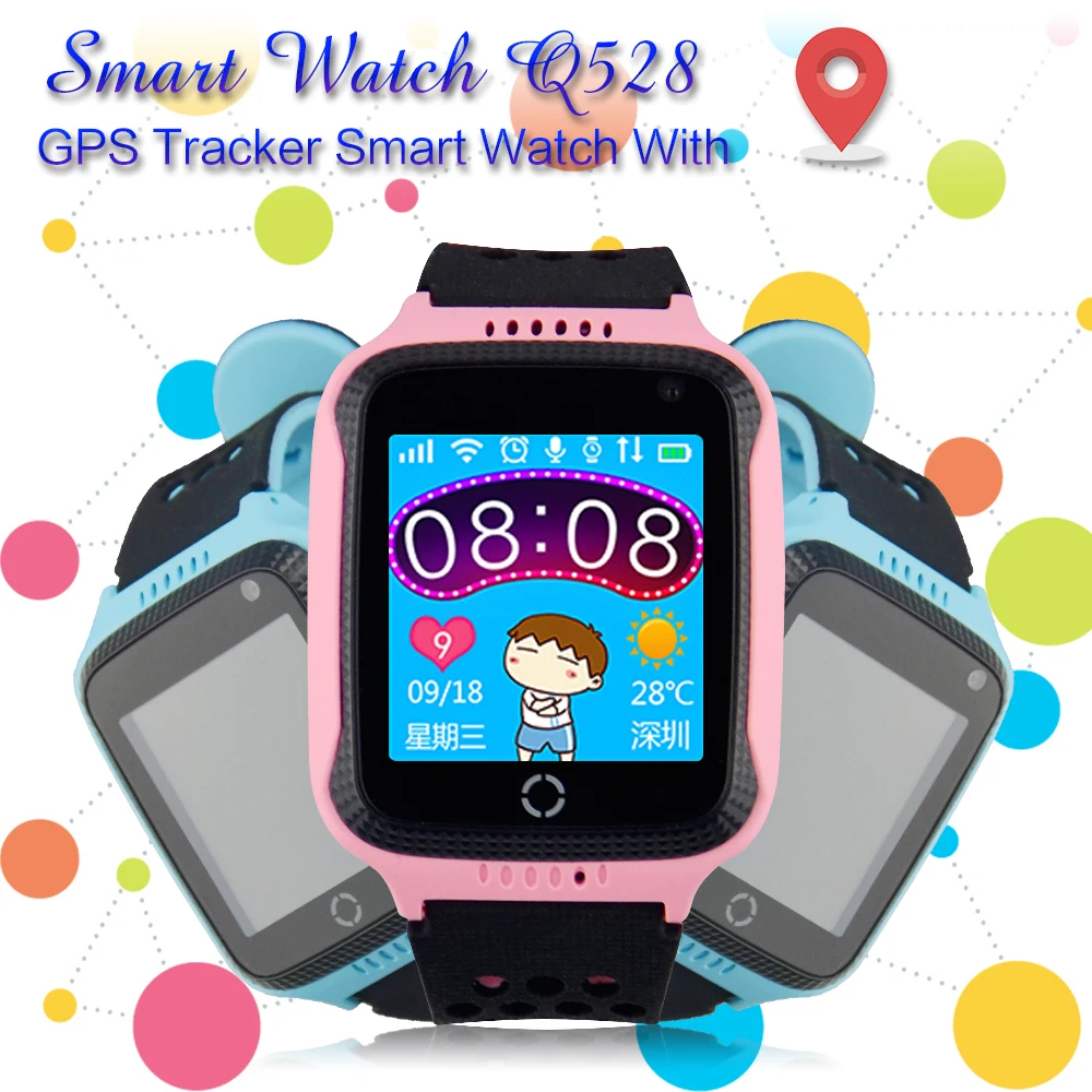 Q528 gps часы трекер для детей с камерой фонарик 1,44 дюймов экран Смарт-часы телефон двусторонняя связь SOS сигнализация