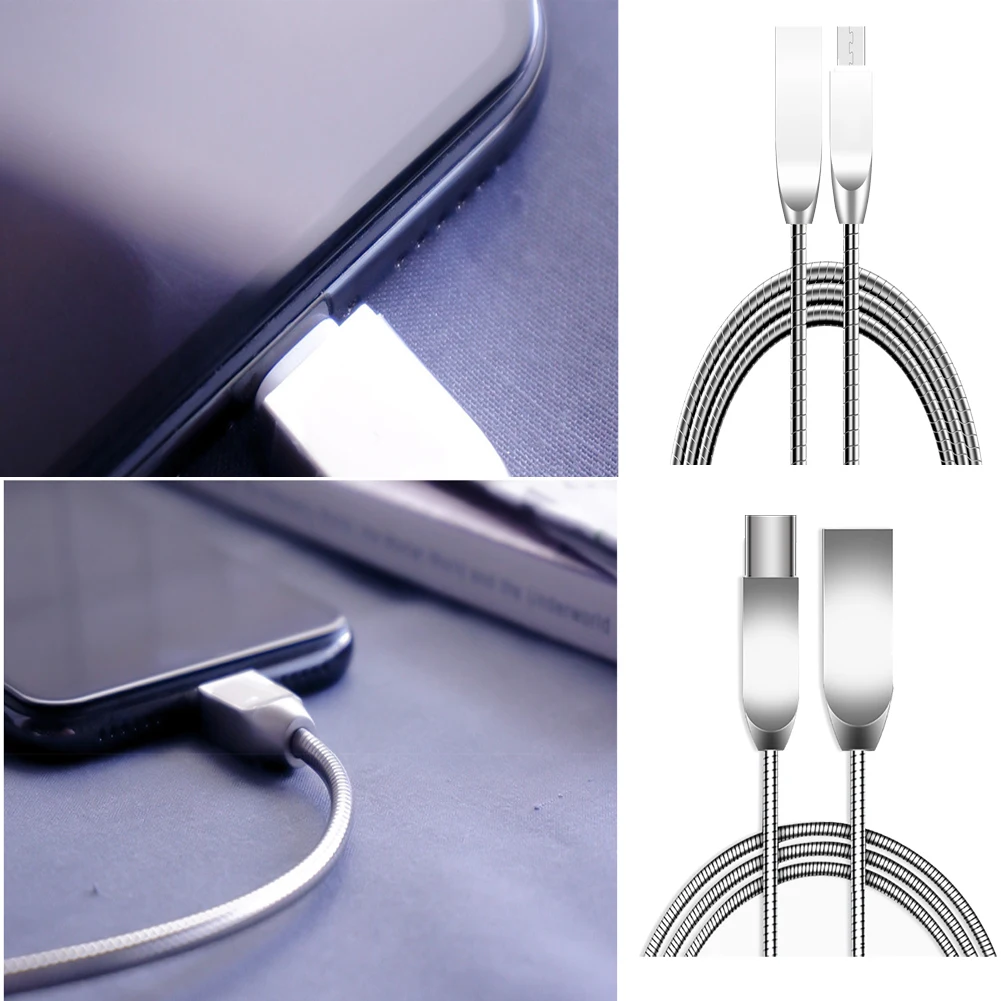 Jetjoy 3A быстрое зарядное устройство металлический кабель Micro usb type-C для huawei samsung Meizu мобильный телефон зарядка кабелей Синхронизация данных шнур прочный