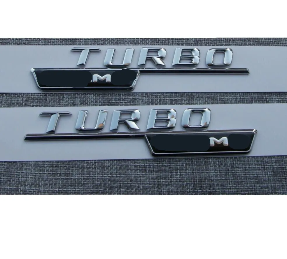 1 paire de badges turbo 4matic chrom/és pour garde-boue Benz.