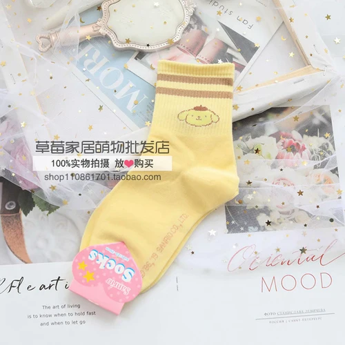 B style Hello Kitty My Melody Cinnamoroll PomPomPurin Socks Women Autumn Cartoon Cotton Socks for Girls Children Christmas Gift Dropship - Цвет: B style