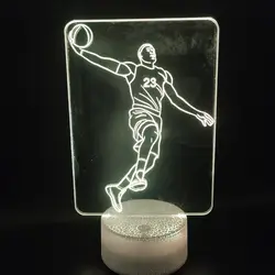 Lebron James Slam Dunk 3D лампа красивый прекрасный подарок для баскетбола фанатов сенсорный датчик многоцветной Декор Led ночник лампа