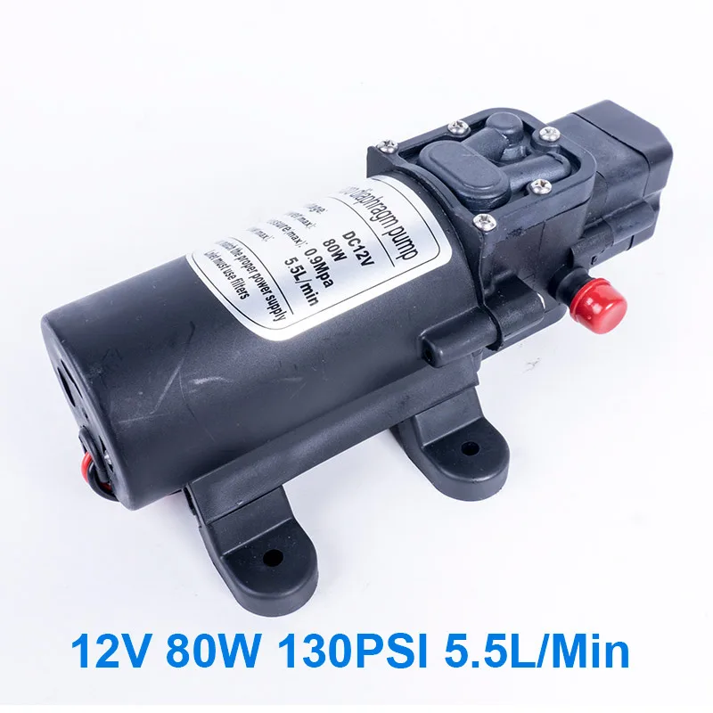 Pressure switch type Мини DC 12V 80W 5.5L/min 0.9Mpa черный микро Электрический водяной насос высокого давления самовсасывающий мембранный Водяной насос для домашнего сада - Напряжение: Pressure switch type