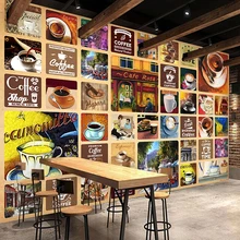 Настенные обои на заказ, 3D винтажное кофейное креативное настенное покрытие, ресторан, кафе, ПВХ, самоклеющиеся, водонепроницаемые, на холсте, настенные наклейки