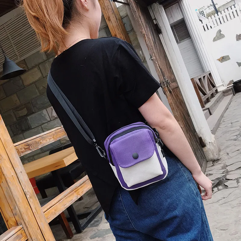 

Cool Earth Disco Dancing Bag Hip Hop Retro Contrast Color Square Sling Bag Shoulder Students Canvas Women's South Korea Harajuku