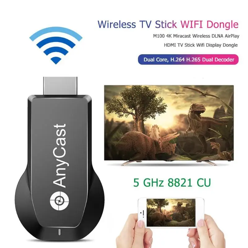 M100 4K беспроводной экран Miracast беспроводной DLNA AirPlay HDMI tv Stick дисплей ключ(5G) для Android 4,4 iOS 8,0 Windows 7/8/10