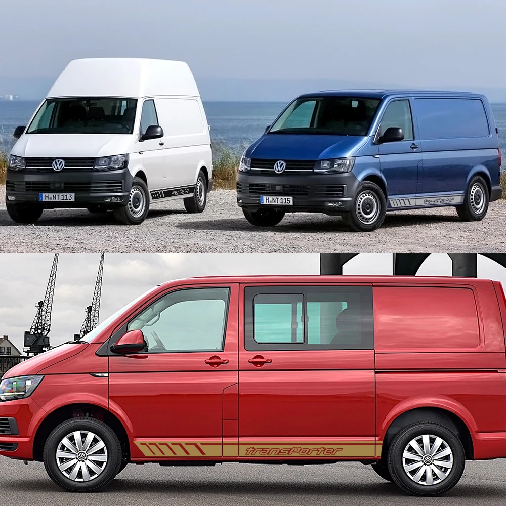 2 шт./лот наклейки на боковую дверь автомобиля для Volkswagen VW TRANSPORTER T4 T5 T6 Светоотражающие Авто Декор спортивные наклейки аксессуары