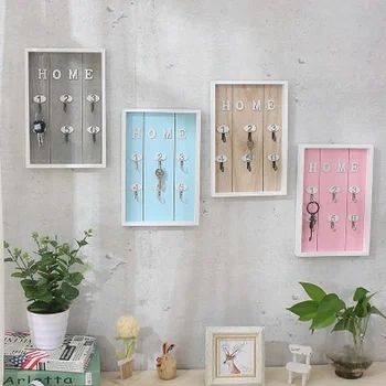 

Wall Mounted Key Holder Wooden Key organizer Hanger with 6 Hook Wall Decorative Holder key holder wall minimalist wall hook WY42