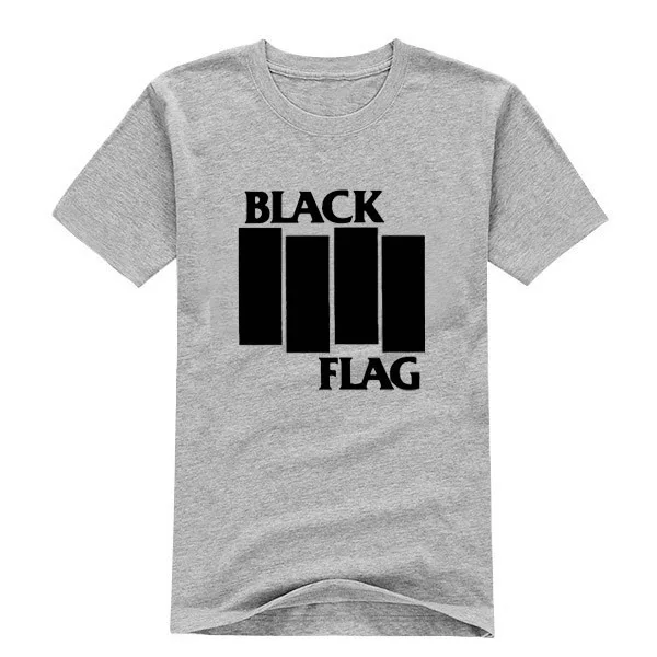 YUAYXEA черный флаг рок группа футболка хип хоп мужская футболка хлопок короткий рукав круглый вырез Футболка - Цвет: Серый