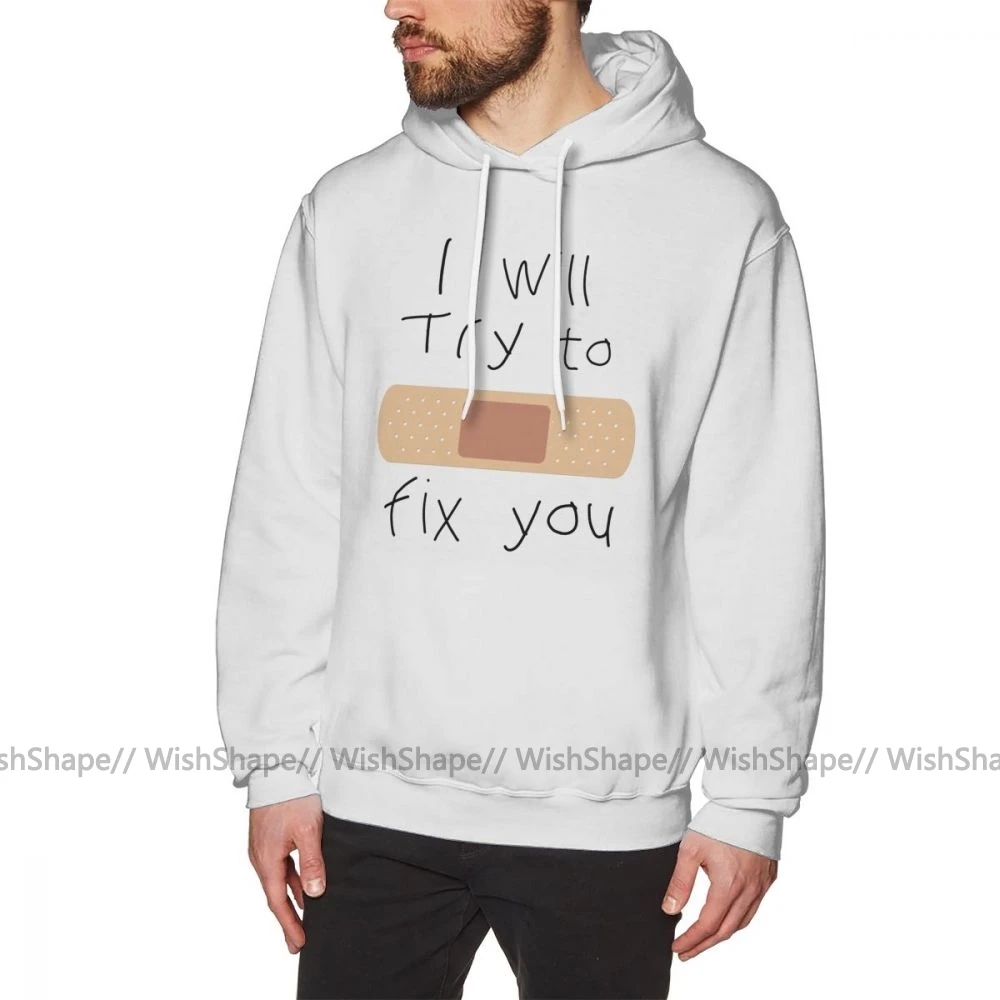 Толстовка Coldplay I Will Trip To Fix You, худи фиолетового цвета, длинный пуловер, худи для мужчин, крутые, свободные, большие, хлопковые, зимние толстовки - Цвет: White