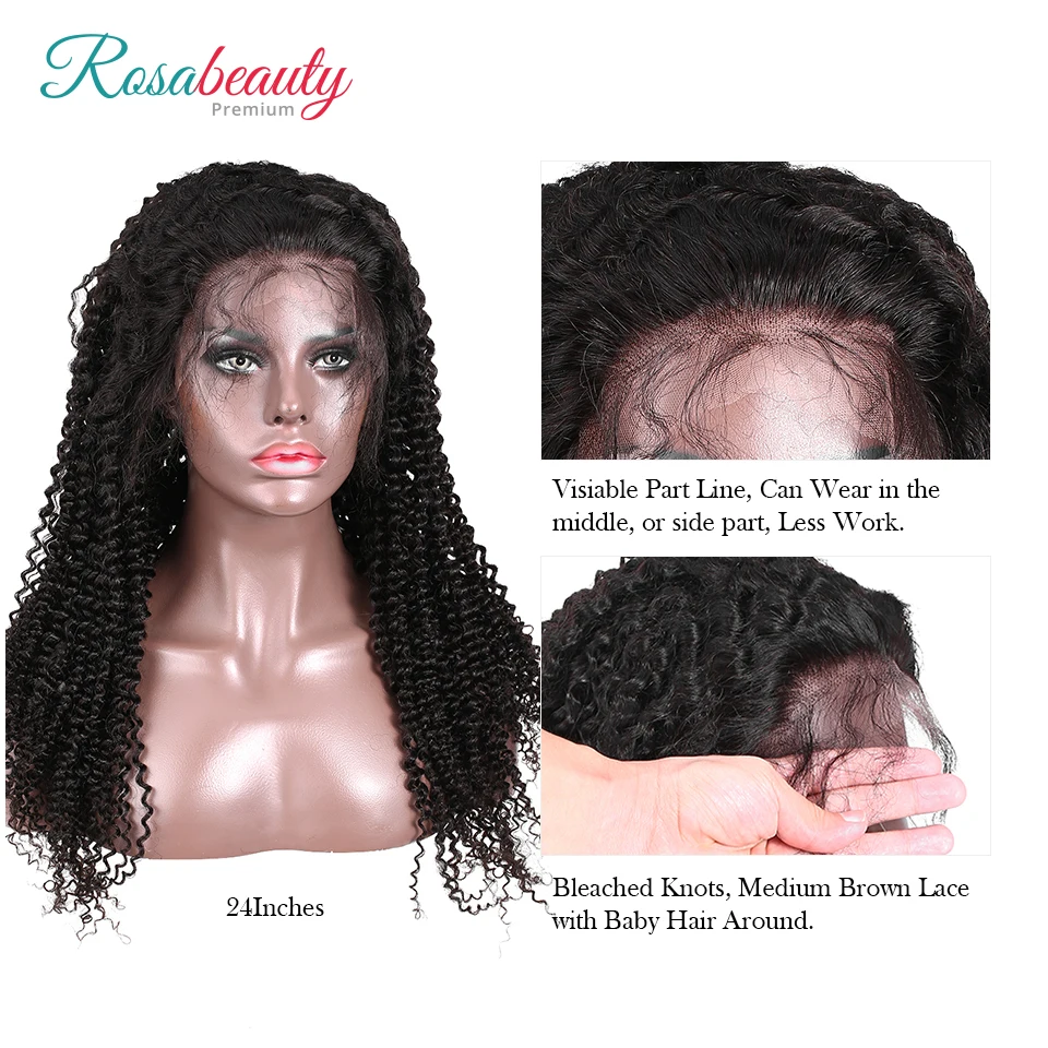 

[Rosabeauty] OneCut Hair Kinky Curly 8-28inch 13x6 Human Remy Hair Lace Frontal Lace Wig With High Density 250% Full Thick End