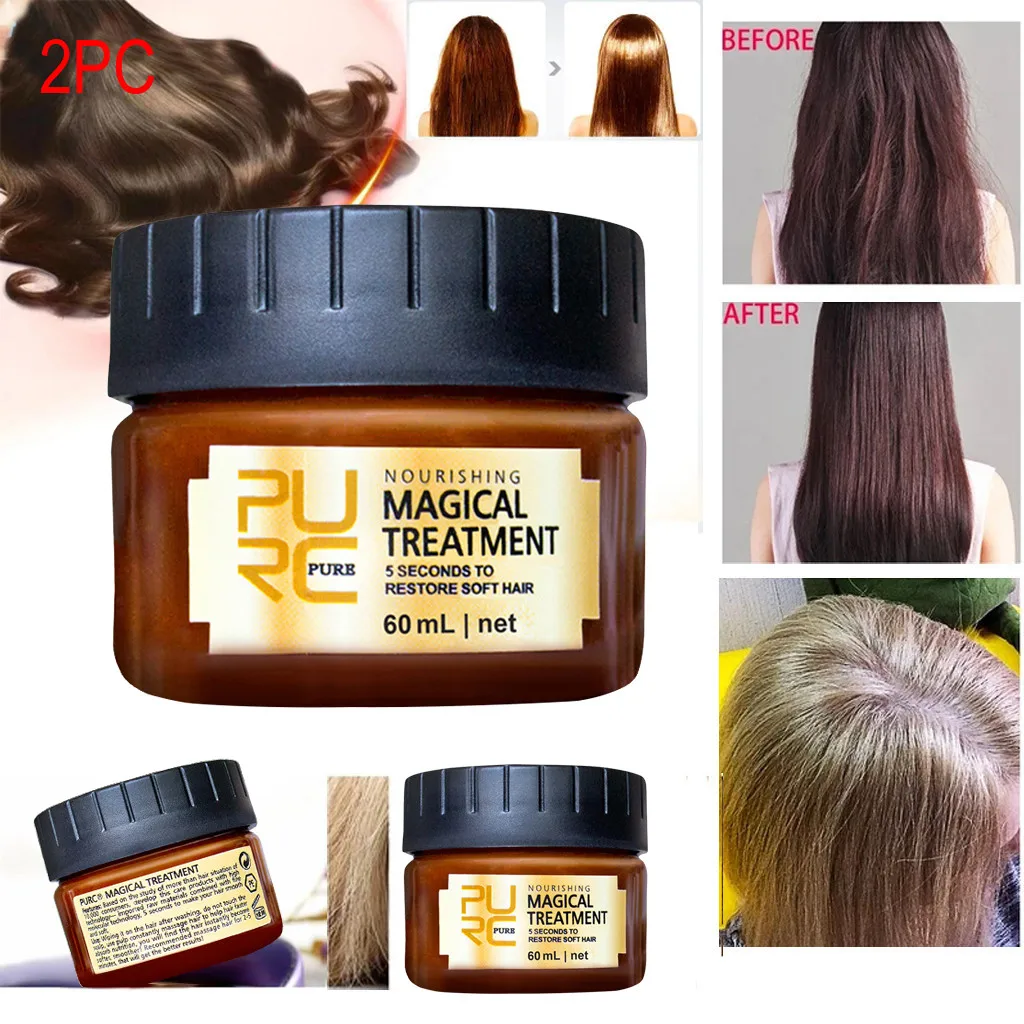 

2PC Hair Detoxifying Magical Treatment Mask Repairs Damage Restore Soft Hair Advanced Molecular Hair Roots Treatment Recover^15