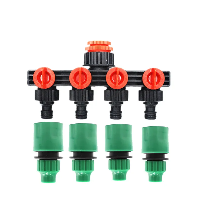 1PC 4 Way Garden Tap Splitter With Quick Connector Garden Hose Lock