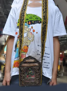 

wedding decoration old Tibet Buddhism bronze silk Turquoise coral green Tara Mandal Shrines statue New Year