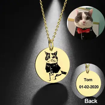 

Lemegeton Personalized Engraved Custom Round Tag Name Text Necklace For Women Men Pendant DIY Engravable Jewelry