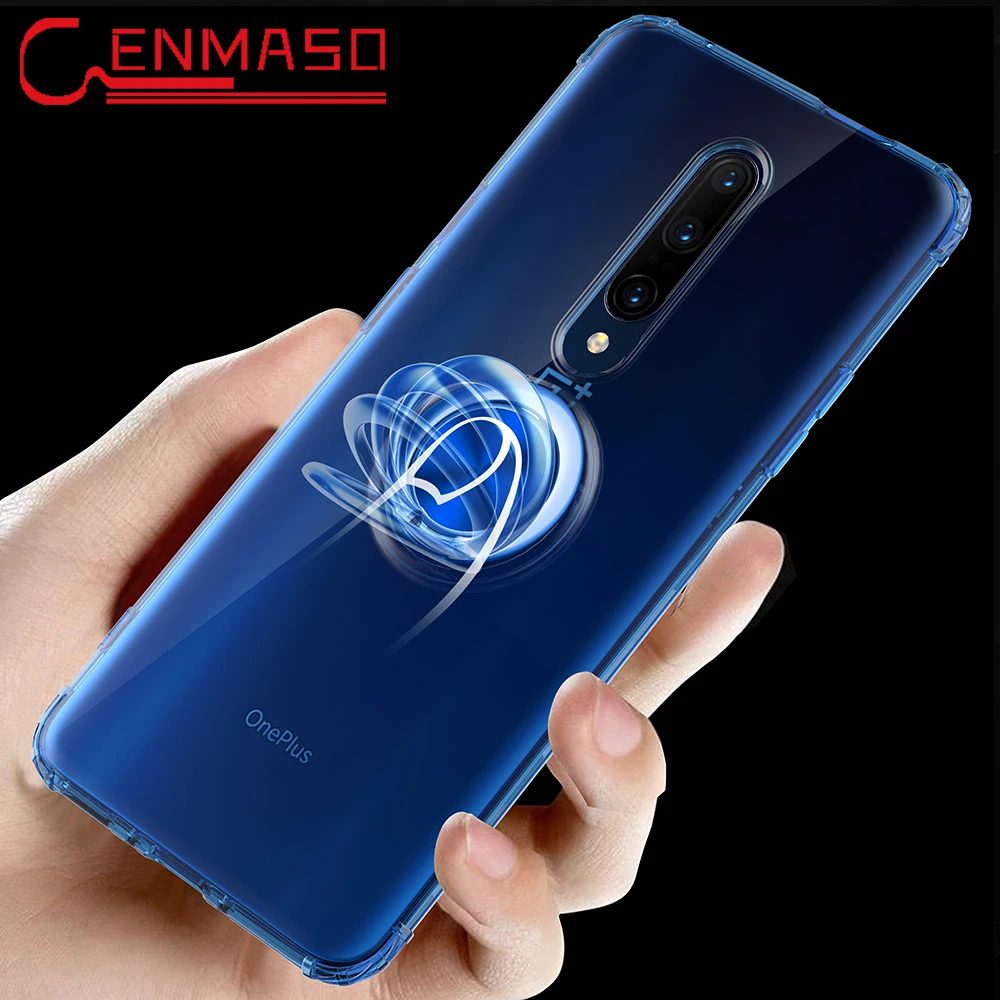 

For Oneplus 7 Pro Case Clear Transparent TPU Back Cover for Oneplus 7 Pro 6T Full Back Case Magnetic Car Holder Press Ring Capa