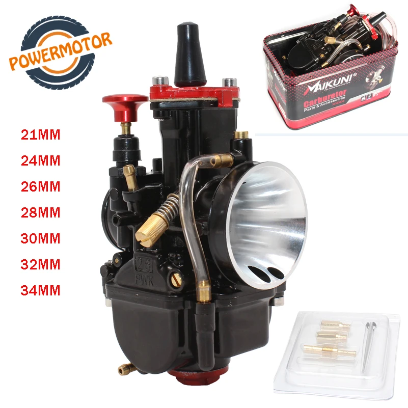 

New 21 24 26 28 30 32 34mm Universal Black Mikuni Maikuni PWK Carburetor Parts Scooters for 2T 4T With Power Jet Motorcycle ATV