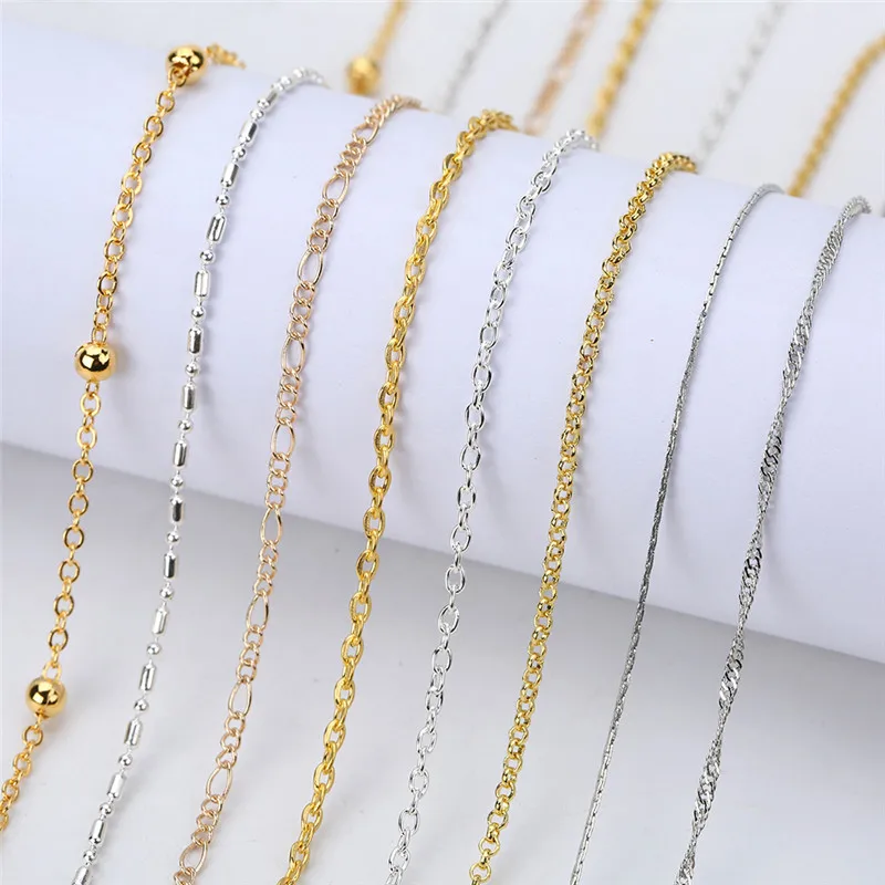 5meters Gold Silver Color Link Chains Bulk Lot 2mm Metal Iron Snake Ball Bead Necklace Chains For Diy Jewelry Making Supplies 4