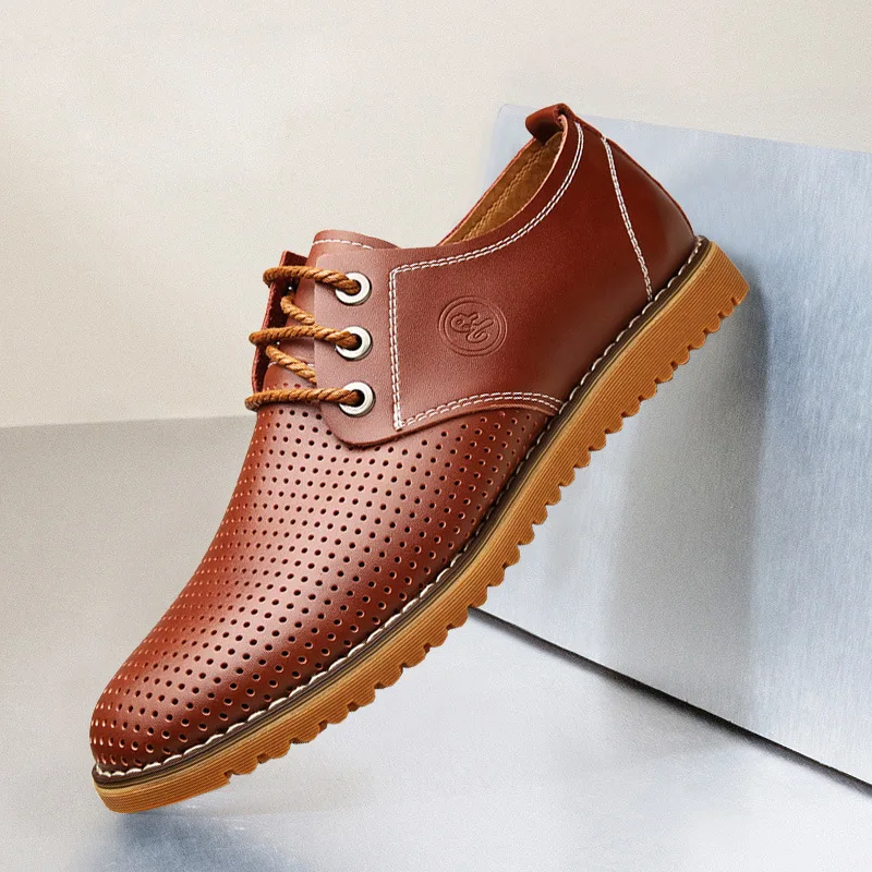 

Summer MEN'S SHOES New Style Trendy Shoes 2019 New Style Men Formal Wear Business Leather Shoes Genuine Leather Hollow out Breat