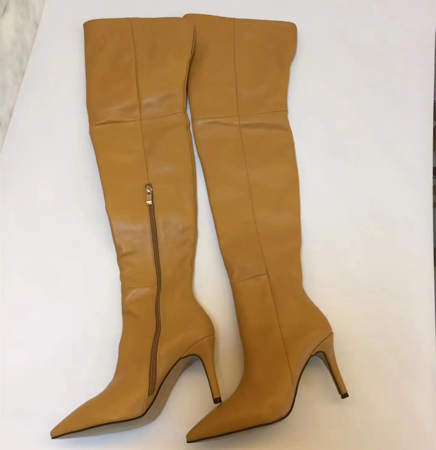 

Sexy women high-heeled pointed toe leather over-the-knee boots Autumn winter high quality REAL leather tall boots EU35-42 BY759