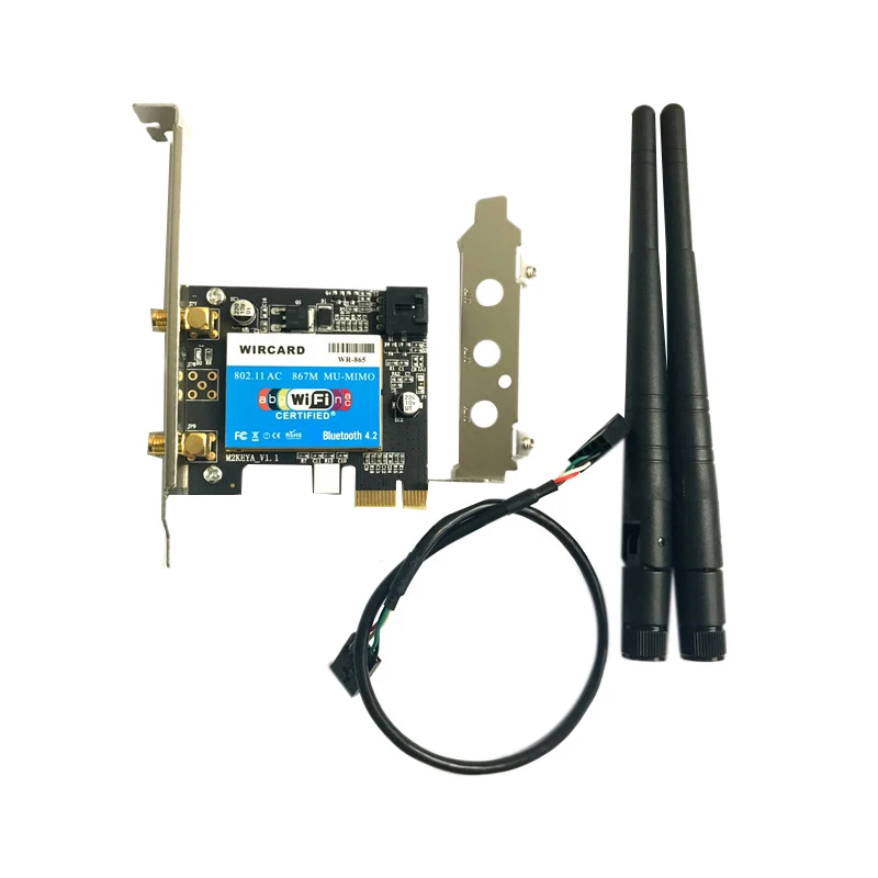 Black WIRCARD беспроводной-AC 8265 867 Мбит/с 802.11AC двухдиапазонный Настольный PCI-E WiFi адаптер PCI Express карта для Intel 8265AC+ Bluetooth - Цвет: Black