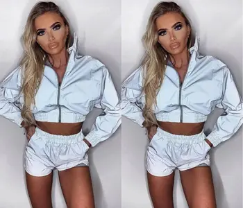 

arrival Autumn Woman Jackets Coat 3M Reflective Symphony Hologram Women Basic Coats Iridescent Transparent Bomber Jacket