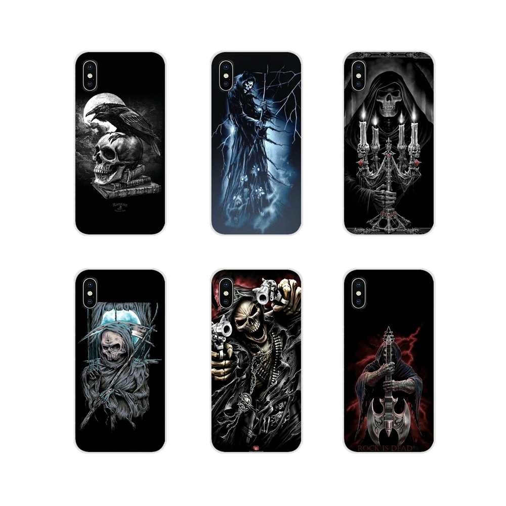 Силиконовый кожаный чехол Grim Reaper Skull Skeleton Raven для Huawei G7 G8 P8 P9 P10 P20 P30 Lite Mini Pro P Smart Plus