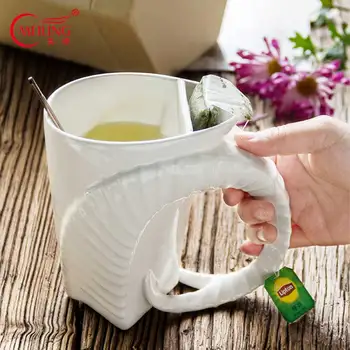 

Porcelain Antelope Horn Mug Large Tea Mug White Mug Ceramic Drink Ware Kitchen Office Desk Decor Unique Birthday Gift For Aries