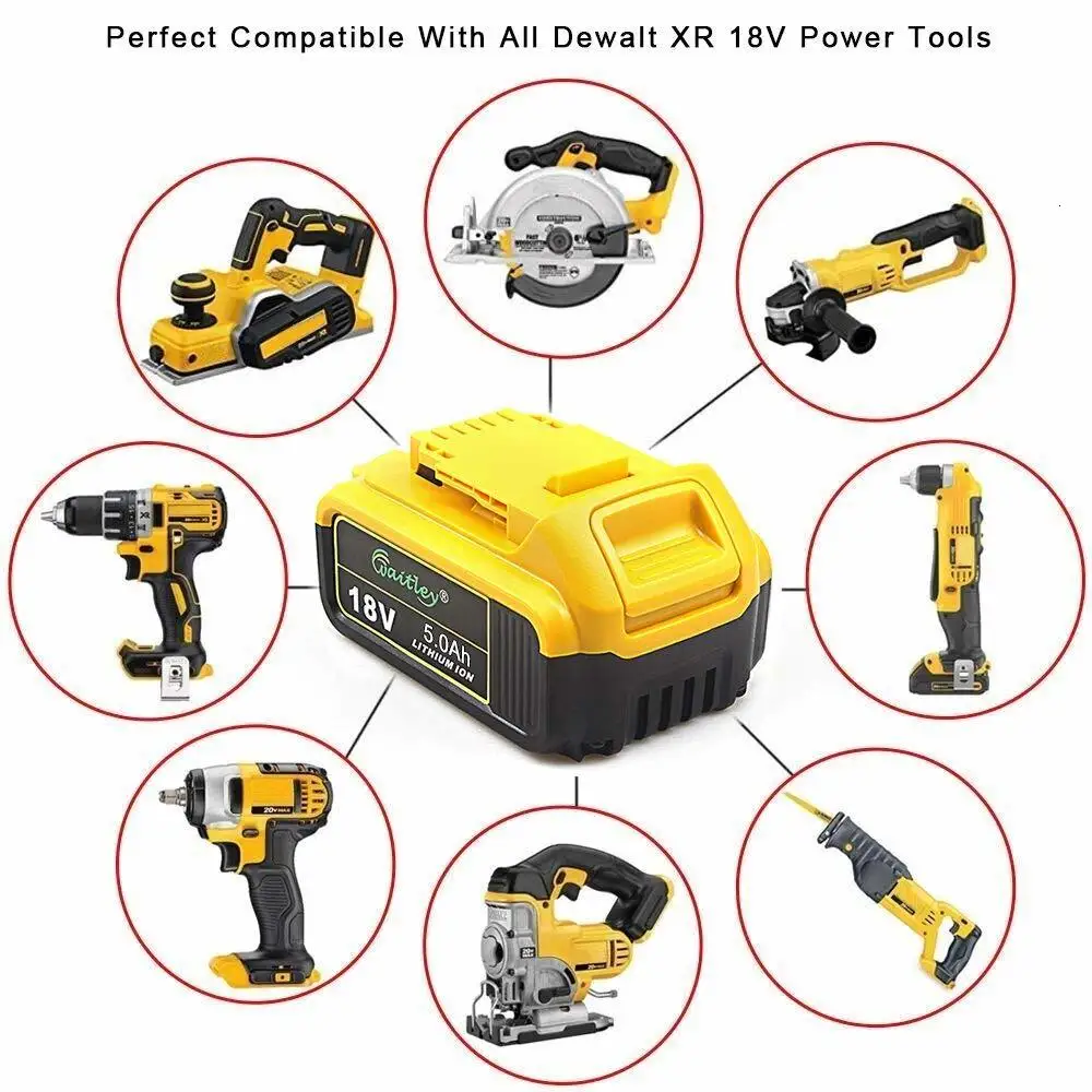 Energup 2 stuks 18V 5.0Ah reserveaccu DCB102 oplader voor Dewalt accu