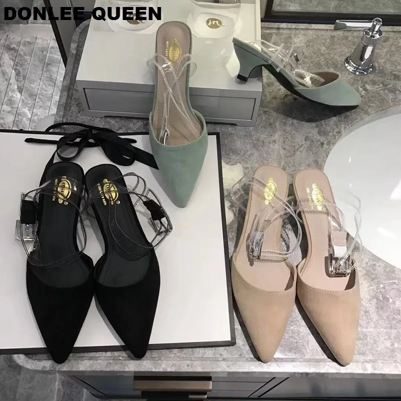 DONLEE QUEEN/женские босоножки с ремешками на лодыжках; слипоны на низком каблуке; туфли с острым носком; вечерние модельные туфли; женские босоножки; zapatos mujer