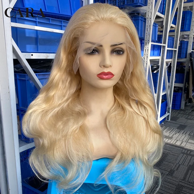 613 Lace Frontal Wig With HD Transparent Lace 13x4 Long Blonde Human Hair 30 inch Wig With Bangs Body Wave Pink Wigs CARA