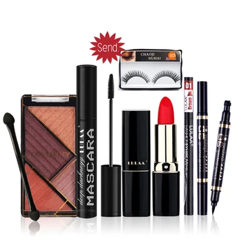 

8 Pic/set of Cosmetics 4 Color Eyeshadow Pallete Lipstick Set Eyeliner Mascara Makeup Clear Eye Makeup Makeup Sets