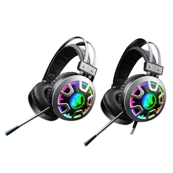 

M5 Game Headsets 3.5Mm Wired Headphones Noise Cancel Earphone with Mic Colorful LED Light Volume Control AUX+RGB USB for Desktop