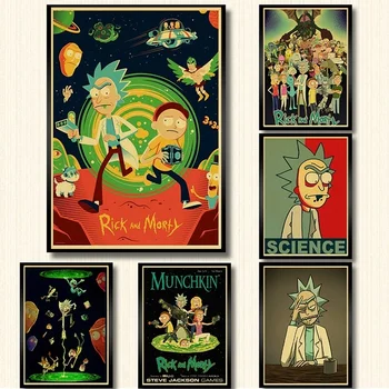

Cartoon Poster Rick and morty retro posters kraft wall paper High Quality Painting For Home Decor wall poster