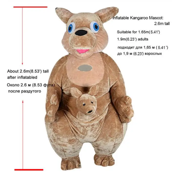 Kangaroo 2.6m Halloween 2.6M Plush Kangaroo Mascot Costumes Suits Adult Advertising Cosplay Party Game Dress Xmas Inflatable Costumes Animals - Цвет: Kangaroo 2.6m